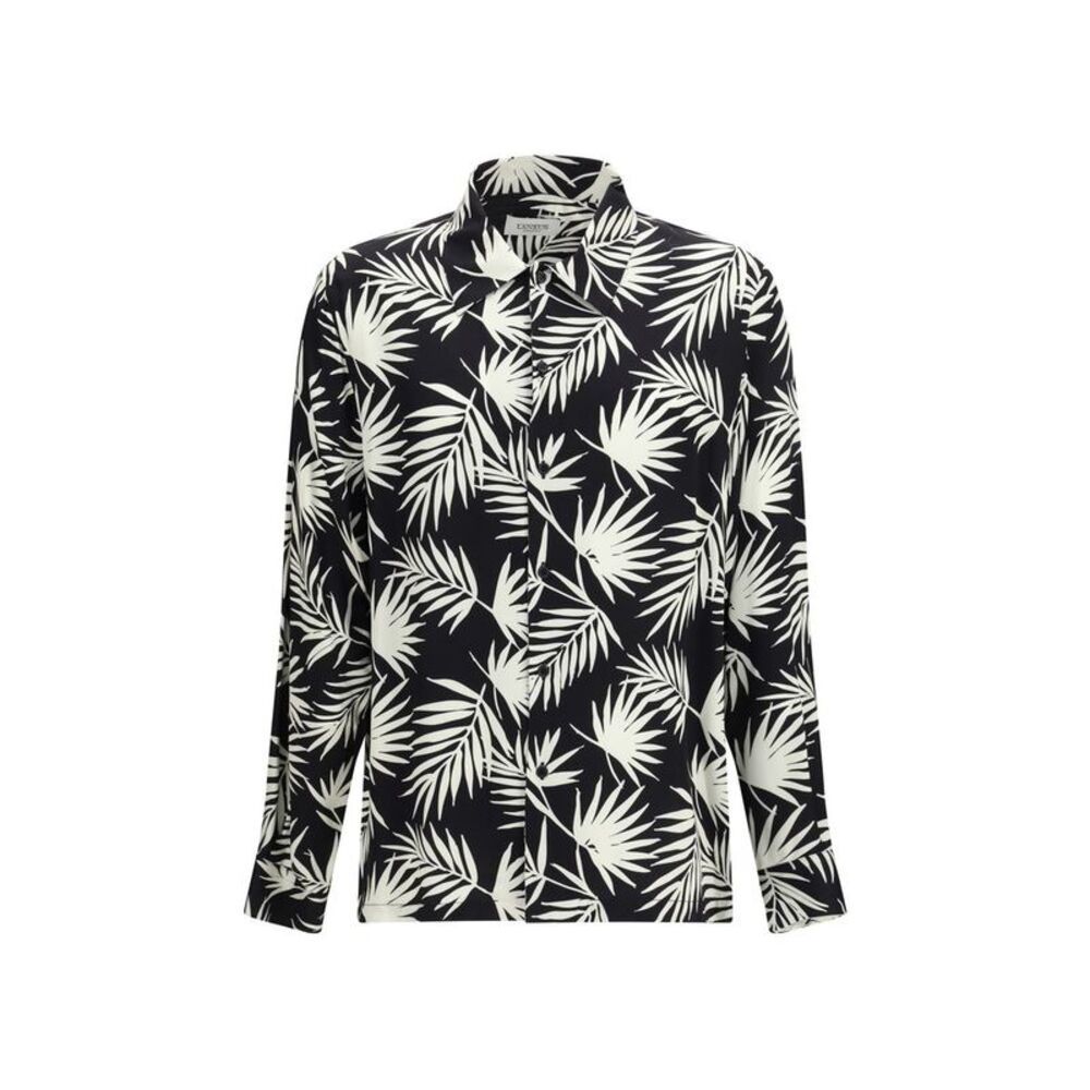 Laneus Black Viscose Pattern Men's Shirt